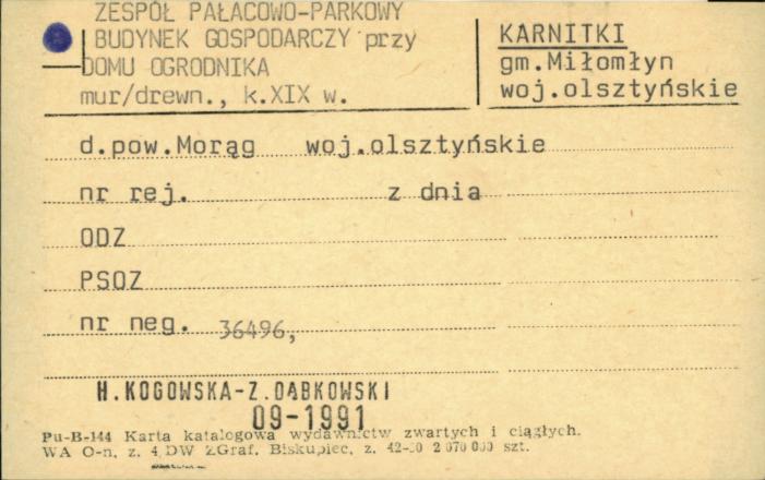 zespół pałacowo-parkowy - budynek gospodarczy przy domu ogrodnika, skan 1