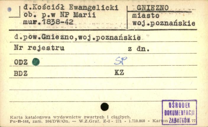 kościół ewangelicki, ob. rzym.-kat. pw. Najświętszej Marii Panny Królowej Polski, skan 1
