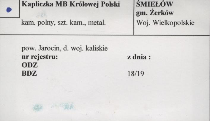 kapliczka Matki Boskiej Królowej Polski, skan 1