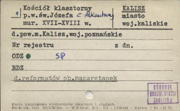 kościół reformatów, ob. nazaretanek pw. św. Józefa z Alkantary, skan 1