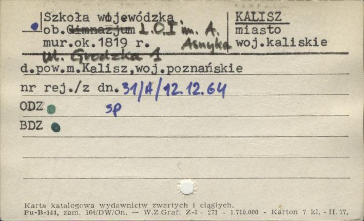 szkoła wojewódzka, ob. LO im. Ad. Asnyka, skan 1
