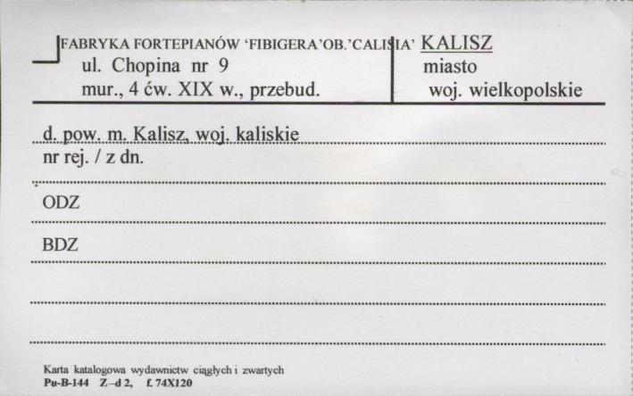 fabryka fortepianów Fibigera, ob. Calisia, skan 1