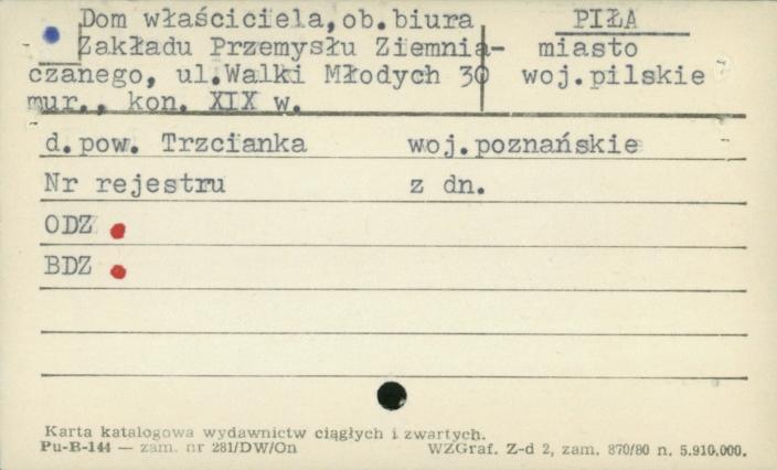 dom właściciela, ob. biura Zakładu Przemysłu Ziemniaczanego, skan 1