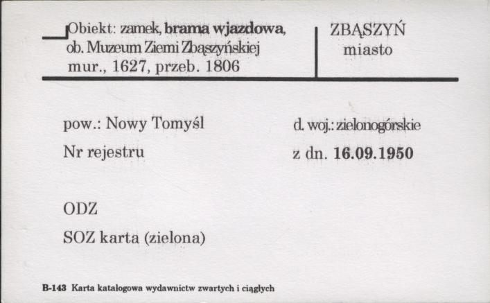 brama zamku, ob. muzeum ziemi Zbąszyńskiej, skan 1