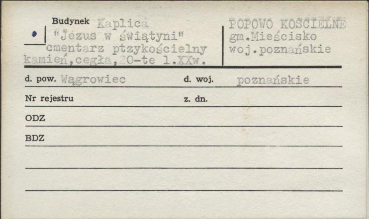kapliczka Jezus w Świątyni - cmentarz przykościelny, skan 1