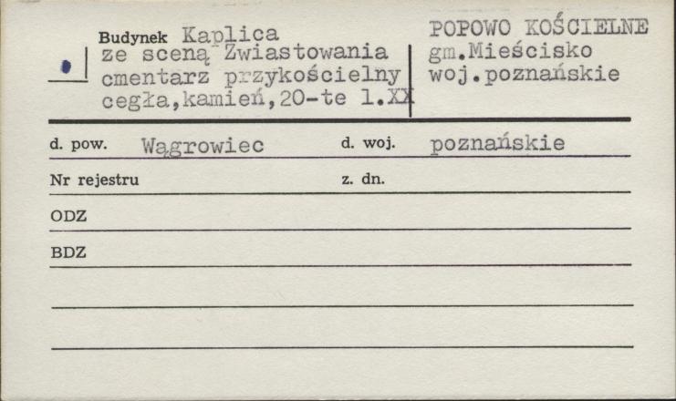 kapliczka ze sceną Zwiastowania - cmentarz przykościelny, skan 1