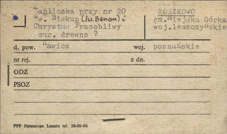 kapliczka św. Biskup (św. Benon) i Chrystus Frasobliwy, skan 1