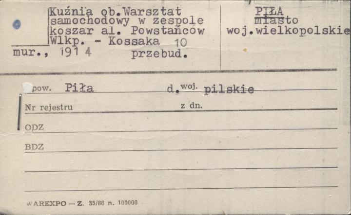 kuźnia, ob. warsztat samochodowy w zespole koszar, skan 1