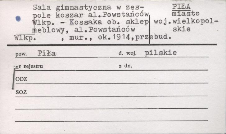 sala gimnastyczna w zespole koszar, ob. sklep meblowy, skan 1