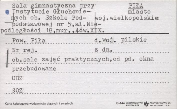 sala gimnastyczna przy instytucie głuchoniemych, ob. szkole podstawowej nr 5, skan 1
