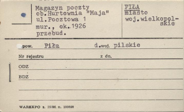 magazyn poczty, ob. hurtownia Maja, skan 1