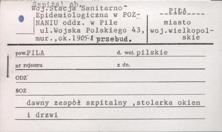 szpital, ob. woj. stacja sanitarno-epidemiologiczna w Poznaniu, oddz. w Pile, skan 1