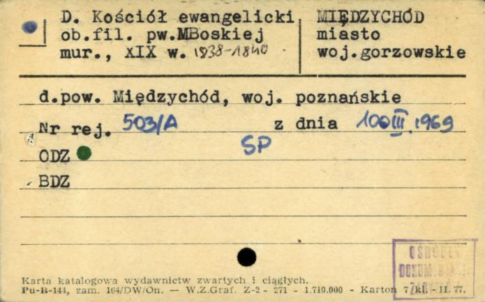kościół ewangelicki, ob. rzym.-kat. par. pw. Niepokalanego Serca Maryi, skan 1