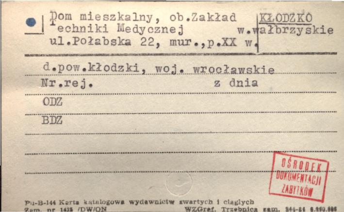 dom mieszkalny, ob. Zakład Techniki Medycznej, skan 1