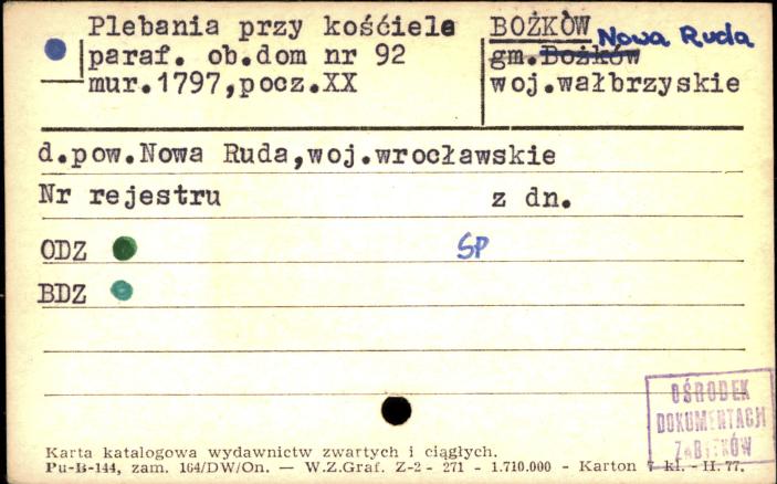 plebania przy kościele paraf. ob. dom nr 92, skan 1