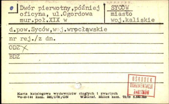 dwór pierwotny, później oficyna, skan 1