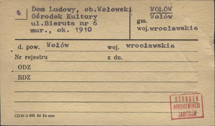 dom ludowy, ob. Wołowski ośrodek kultury, skan 1