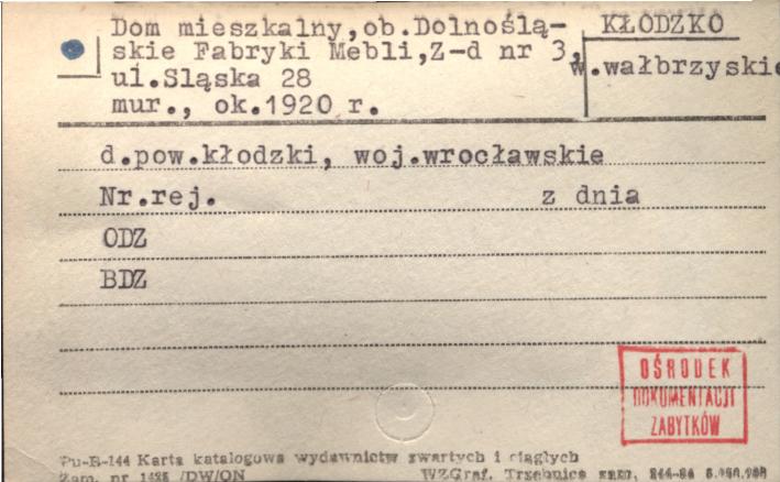 dom mieszkalny, ob. Dolnośląskie Fabryki Mebli, Z-d nr 3, skan 1