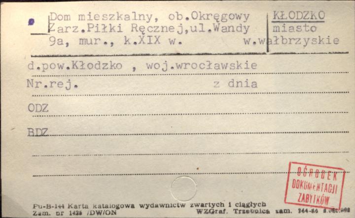 dom mieszkalny, ob. Okręgowy Zarz. Piłki Ręcznej, skan 1