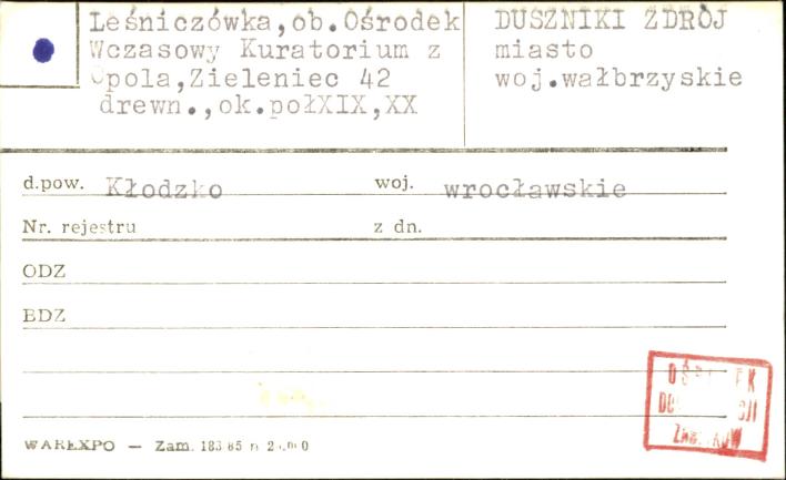 leśniczówka, ob. Ośrodek Wczasowy Kuratorium z Opola, skan 1