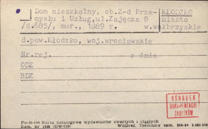 dom mieszkalny, ob. Z-d Przemysłu i Usług, skan 1