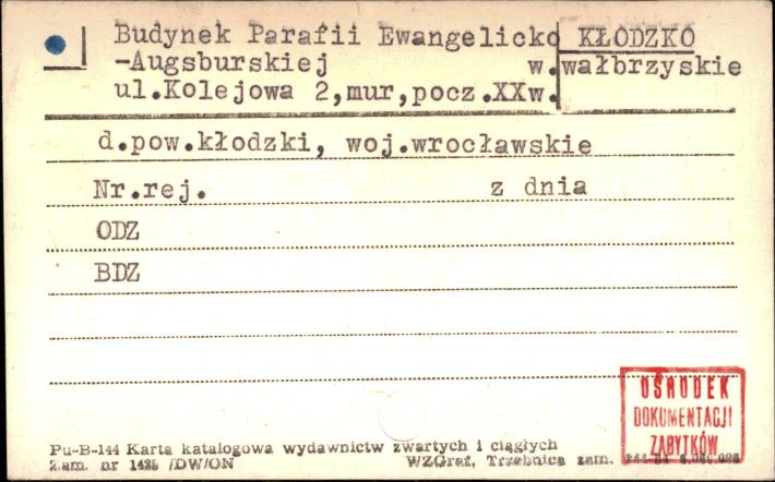budynek Parafii Ewangelicko-Augsburskiej, skan 1