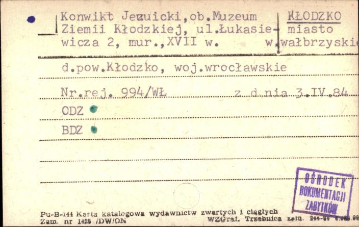 konwikt Jezuicki, ob. Muzeum Ziemi Kłodzkiej, skan 1