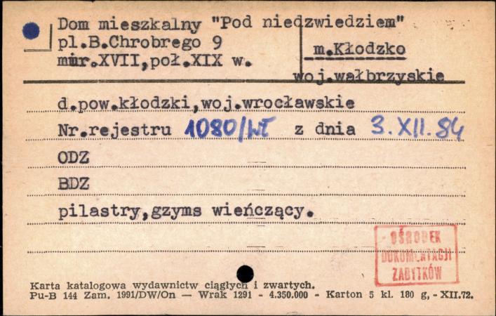 dom mieszkalny Pod niedźwiedziem, skan 1