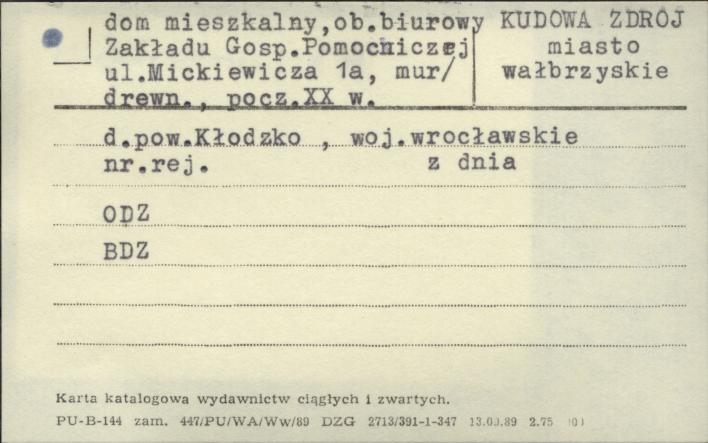 dom mieszkalny, ob. biurowy Zakładu Gosp. Pomocniczej, skan 1