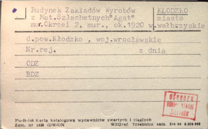 budynek Zakładów Wyrobów z Mat. Szlachetnych Agat, skan 1