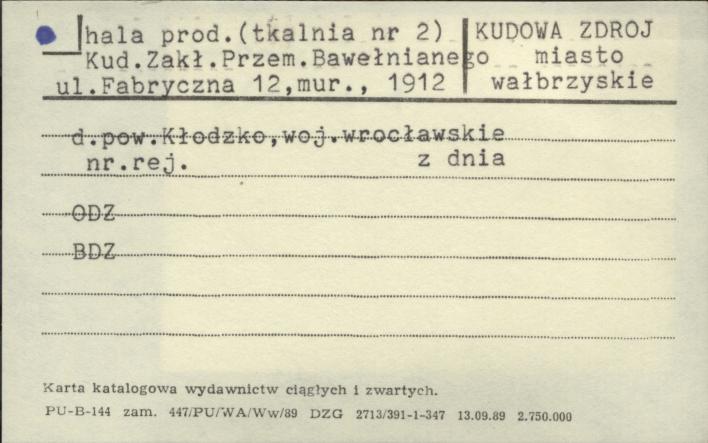hala prod. (tkalnia nr 2) Kud. Zakł. Przem. Bawełnianego, skan 1