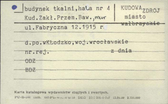 budynek tkalni, hala nr 4 Kud. Zakł. Przem. Baw., skan 1