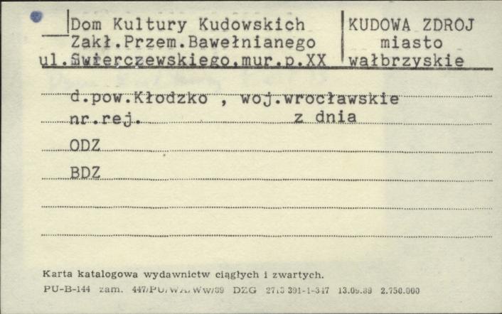 Dom Kultury Kudowskich Zakł. Przem. Bawełnianego, skan 1
