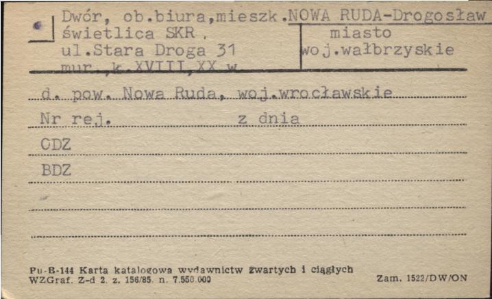 dwór, ob. biura mieszk. świetlica SKR, skan 1