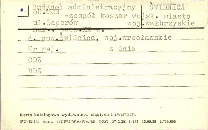 budynek administracyjny, ob. MON - zespół koszar wojsk., skan 1