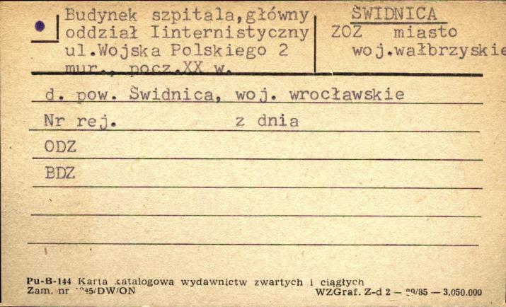 budynek szpitala, główny oddział Internistyczny zakład opieki zdrowotnej, skan 1