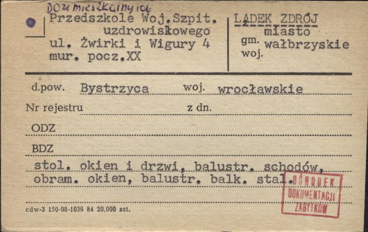 dom mieszkalny, d. przedszkole Woj. Szpit. Uzdrowiskowego, skan 1