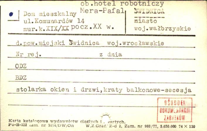dom mieszkalny ob. hotel robotniczy Mera-Pafal, skan 1