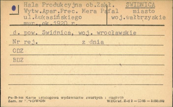 hala produkcyjna ob. Zakł. Wytw. Apar. Prec. Mera Pafal, skan 1