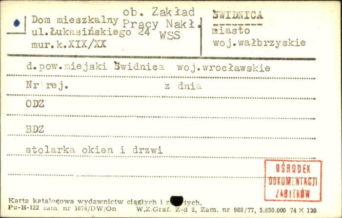 dom mieszkalny, ob. Zakł. Pracy Nakł. WSS, skan 1