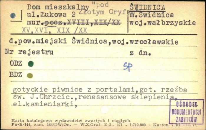 dom mieszkalny Pod Złotym Gryfem, skan 1