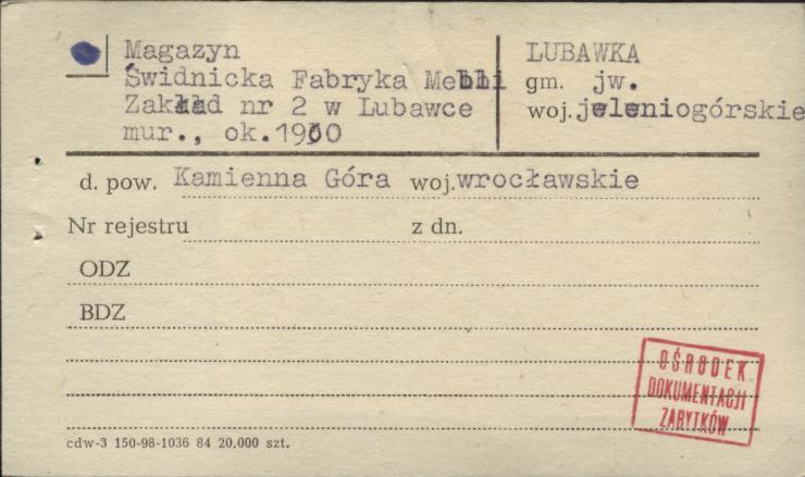 magazyn, świdnicka fabryka mebli, zakład nr 2 w Lubawce, skan 1