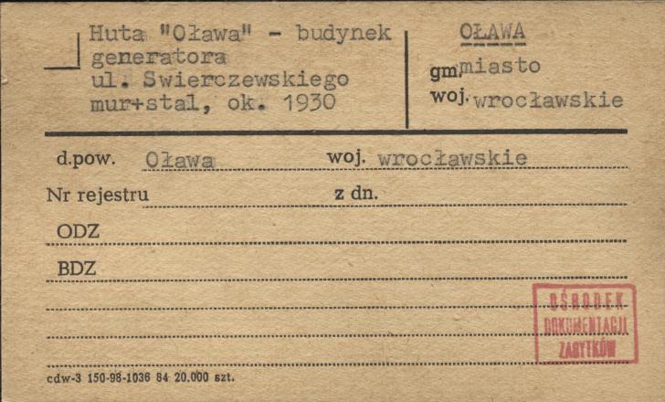 huta Oława - budynek generatora, skan 1
