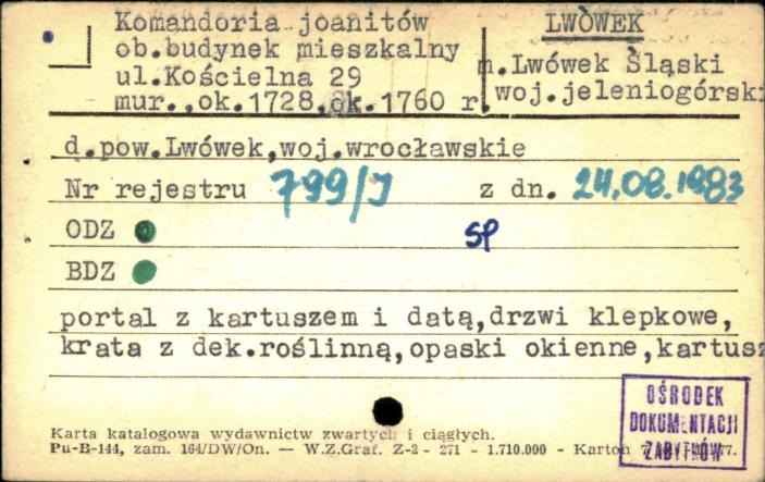 komandoria joannitów, ob. budynek mieszkalny, skan 1