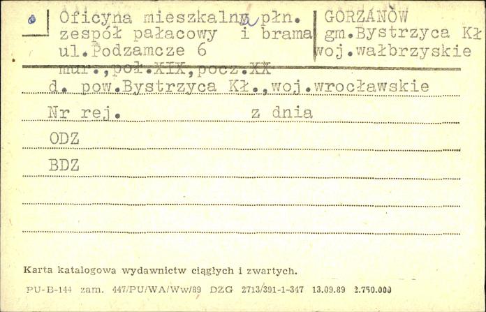 oficyna mieszkalna płn. - zespół pałacowy i brama, skan 1