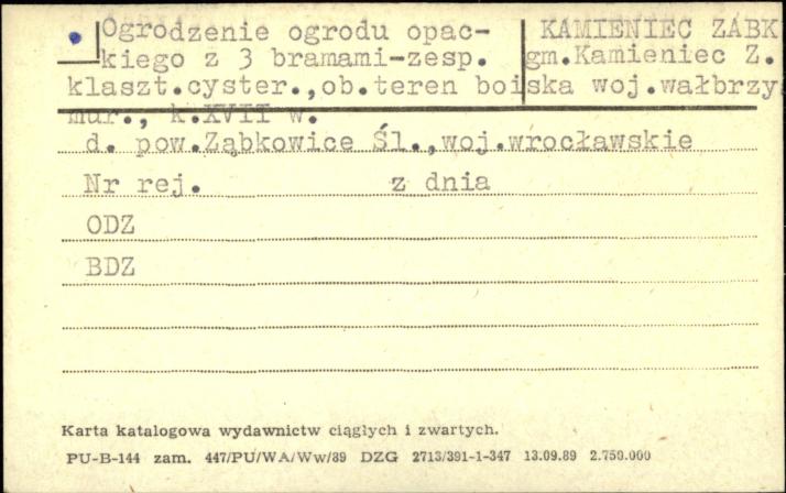 ogrodzenie ogrodu opackiego z 3 bramami - zesp. klaszt. cyster., ob. teren boiska, skan 1