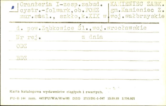 oranżeria I - zespół folwarku cystersów, ob. POHZ, skan 1