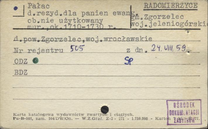 pałac d. rezyd. dla panien ewang. ob. nie użytkowany, skan 1