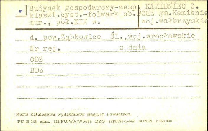 budynek gospodarczy w zespole klasztornym cystersów - folwark, ob. POHZ, skan 1