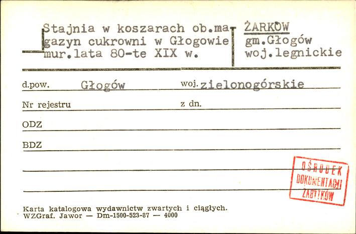 stajnia w koszarach, ob. magazyn cukrowni w Głogowie, skan 1